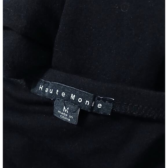 Haute Monde Dress Gold Zip Front Bodycon Size M Black V-Neck Spaghetti Straps - Picture 16 of 16